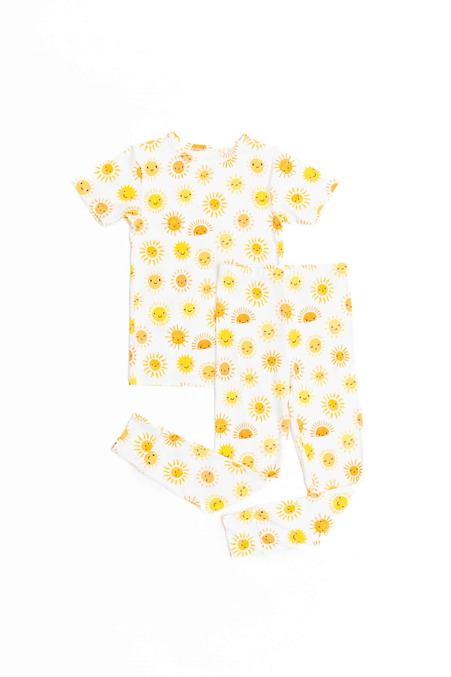 Sunshine Bamboo Toddler and kids 2 piece pajama set. summer short sleeve pjs for kids.