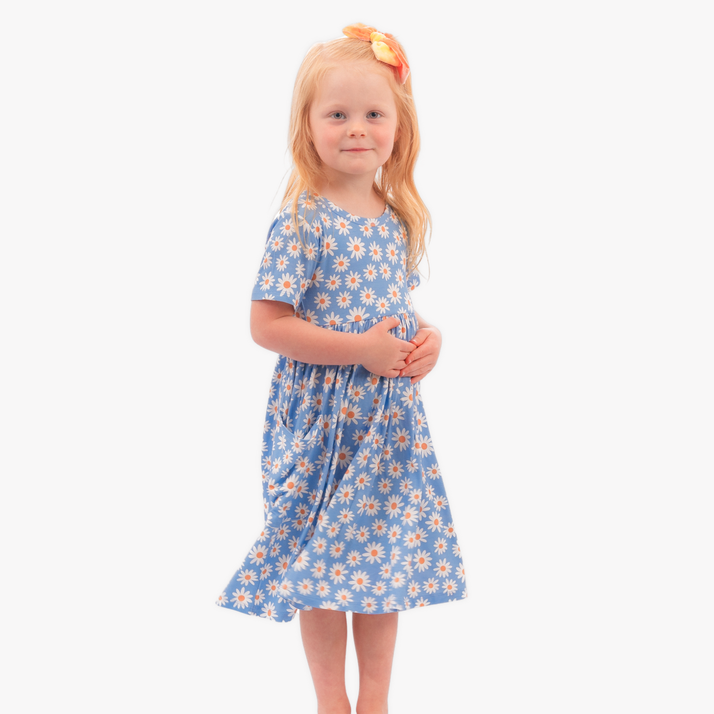 Short Sleeve Twirl Dress | Blue Daisy