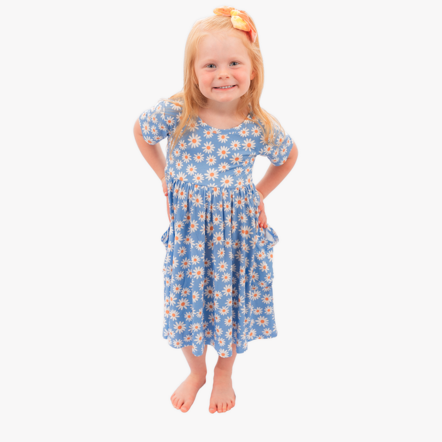 Short Sleeve Twirl Dress | Blue Daisy