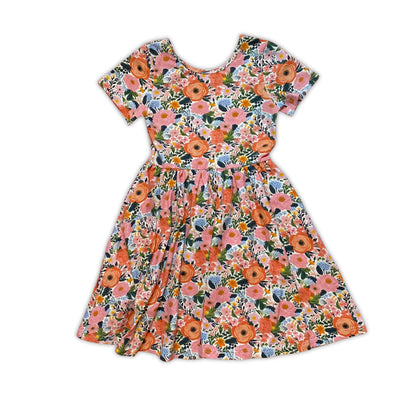 Spring and Summer Floral Girls Twirl Dress, Pink Floral, Girly Outfit, Mother's Day Outfit