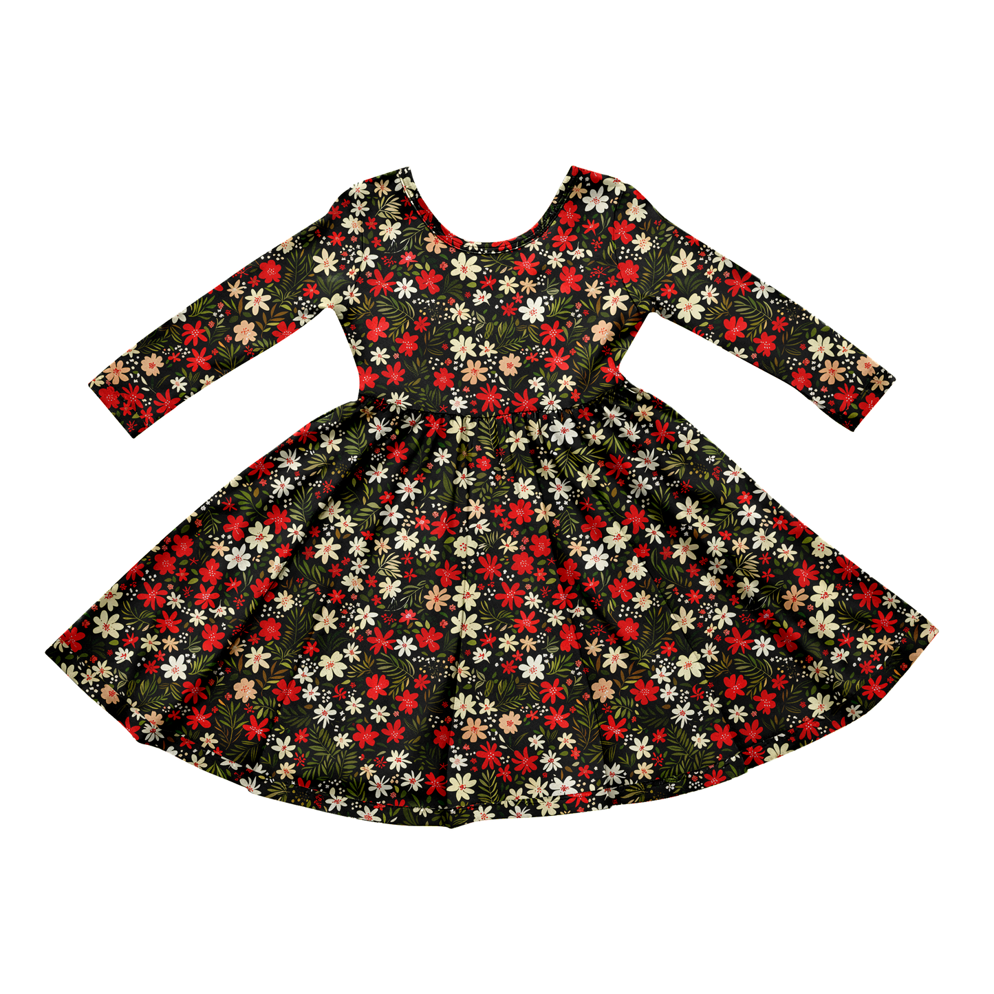 Christmas Floral Twirl Dress