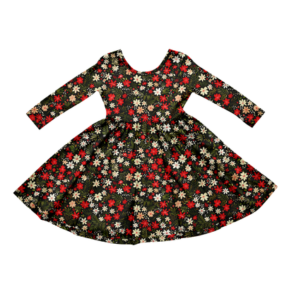 Christmas Floral Twirl Dress
