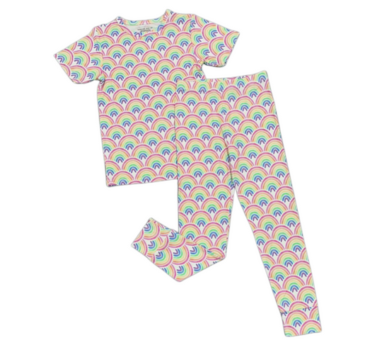 Bamboo Rainbow Pajama Set Kids Summer PJs Pride Rainbow Toddler PJ Sets