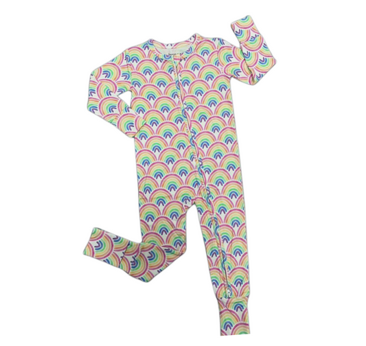 Rainbow Baby Bamboo Sleeper One Piece Romper for Babies Going Home Outfit Newborn Zippered Footless Romper Pajamas