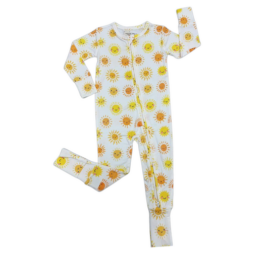 You Are My Sunshine Baby Pajamas Bamboo PJ for Babies Sunshine Print Summer Zippys 
