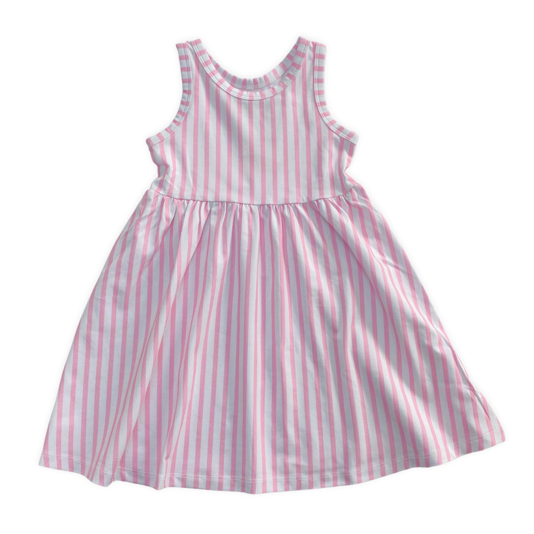 Pink Stripe Twirl Dress, Summer Dresses for Girls, Gender Reveal Outfit for Kids, Mother's Day Outfit