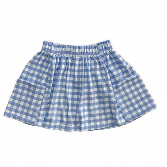 Blue Gingham Twirl Skirt for Girls, July 4th Outfit, Fourth of July Outfit for Kids, Summer Clothes for Girls