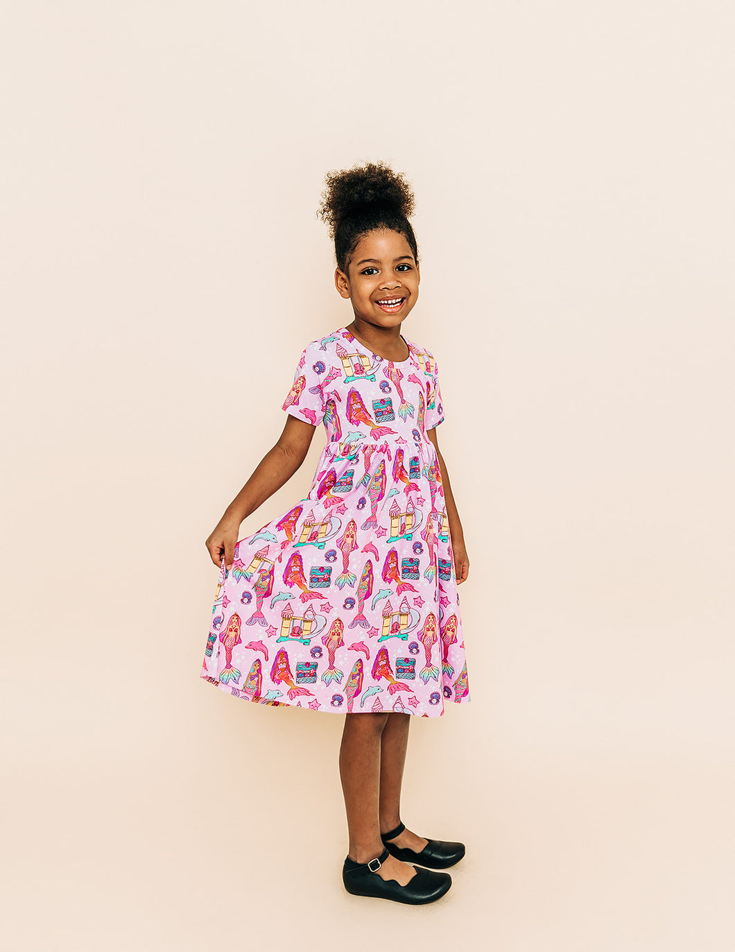Mermaid Short Sleeve Twirl Dress